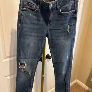 Zara Blue Distressed Skinny Jeans